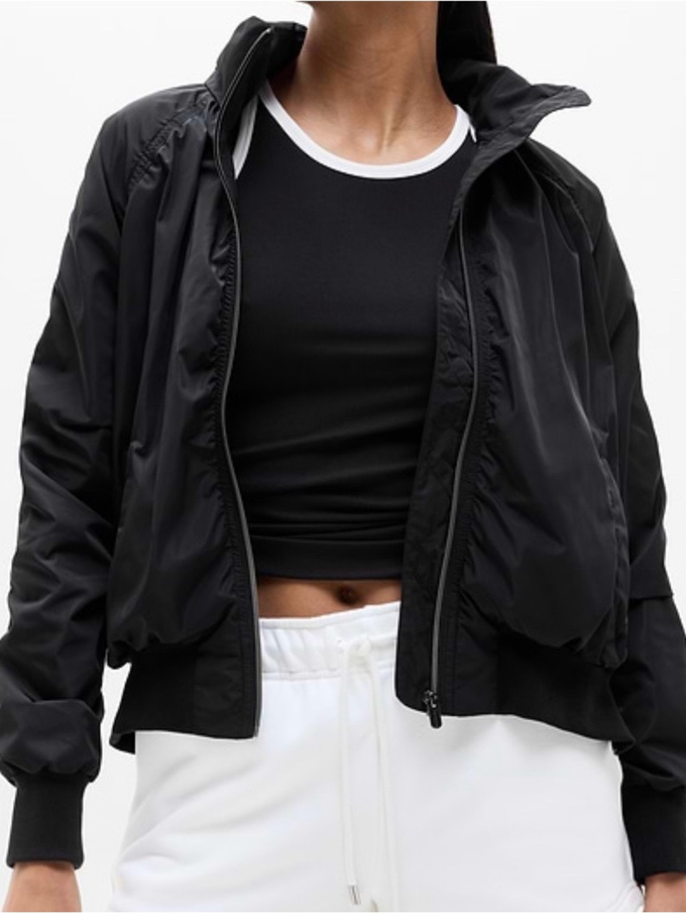 Athleta Jetset Black Women's Bomber Jacket